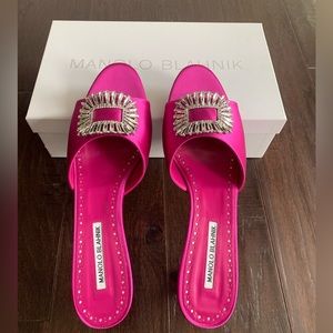 Manolo Blahnik Laalita Satin Mule/Sandal